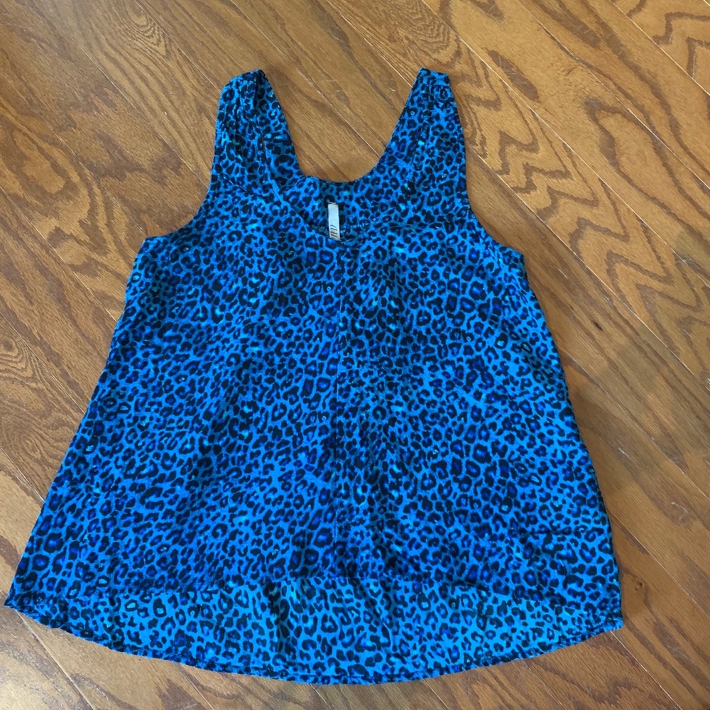 Blue Animal Print Tank Top